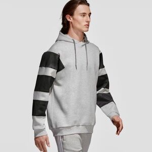 ADIDAS EQT 3 Stripe Grey/Black Hooded Sweatshirt - Men’s XL - Like New